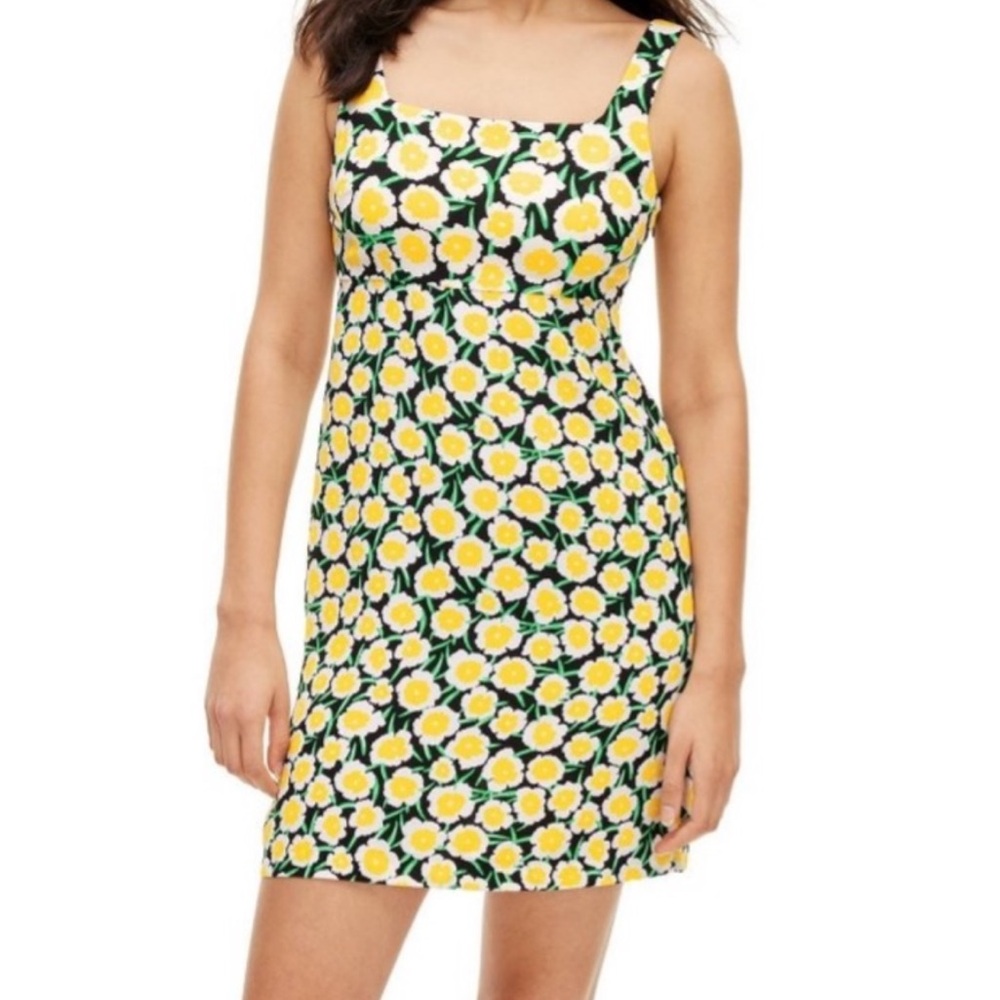 DVF Target Yellow Poppy Print Shift Dress NWT
